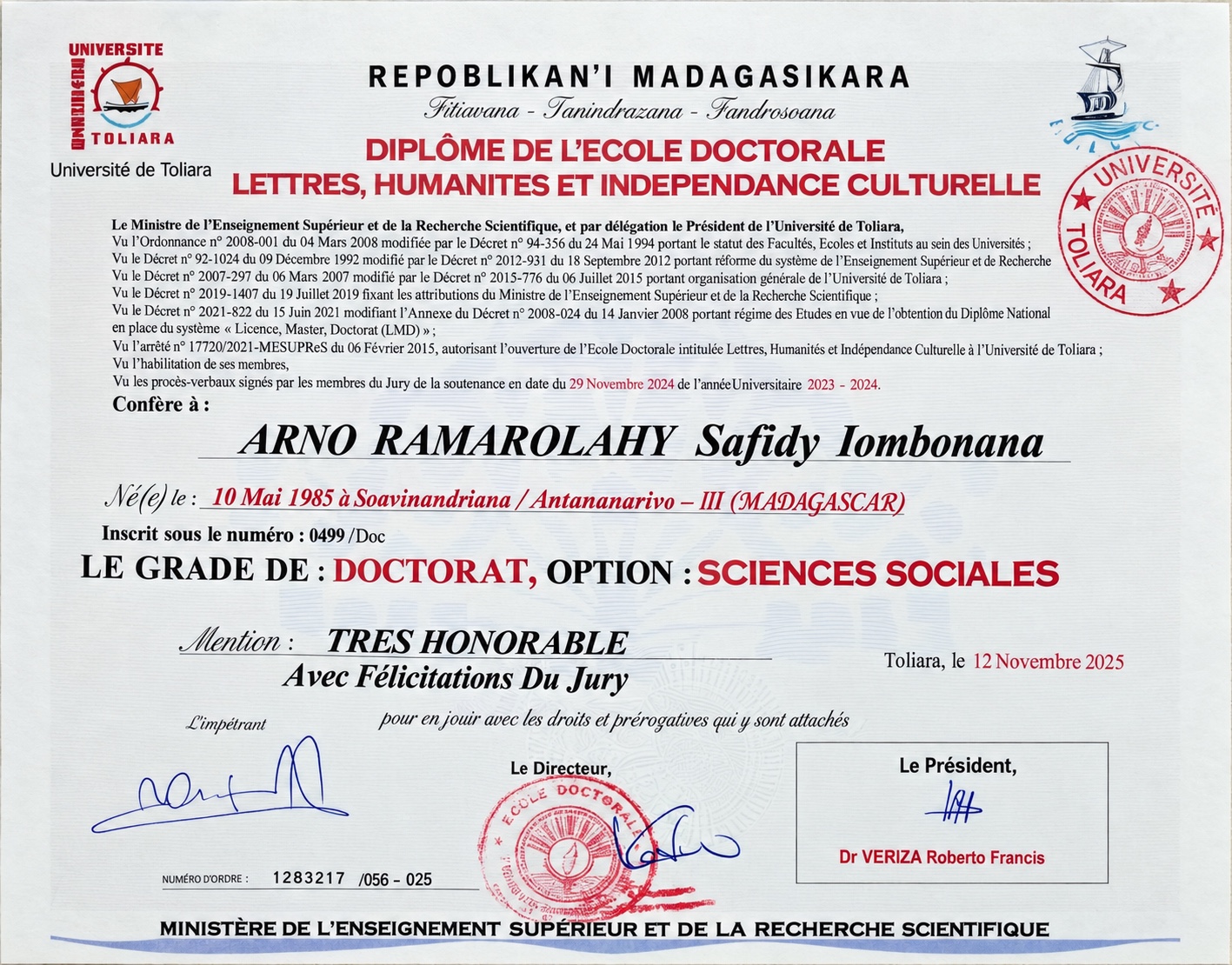 Aperçu du certificat Doctorat en Sciences sociales